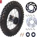 80/100-12 3.00-12 Dirt Bike Rear Wheel Rim Tire With 12-15mm Bearing for 50cc 70cc 90cc 110cc 125cc PW80 CRF70 XR70 TTR90 TTR110 KX65 KLX110 Apollo TaoTao DB14 Coolster Pit Bike Motorcycle