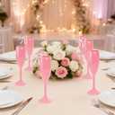 12 Pack Acrylic Champagne Flutes, 5.5 Oz Pink Wedding Toasting Glasses with Bows Drink Tags, Unbreakable Wine Drinking Goblet Champagne Stemmed Cups for Wedding Party Anniversary