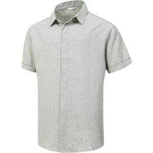 Men's Linen Shirts Short Sleeve Casual Shirts Button Down Shirt for Men Beach Summer Wedding Shirt (Medium, Green) Men's Linen Shirts Short Sleeve Casual Shirts Button Down Shirt for Men Beach Summer Wedding Shirt (Medium, Green)