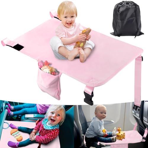 AWAHITAWA Toddler Airplane Bed, Portable Kids Airplane Seat Extender, Airplane Travel Essentials for Toddlers, Comfortable Footrest for Kids, Must-Have Toddler Travel Bed for Flights (Pink)