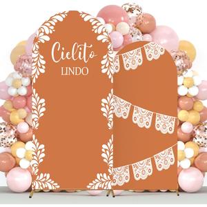 2 Pcs Large Mexican Arch Backdrop Cover 7.2FT 6FT Baby Shower Photo Background Decor Backdrop Stand Cover for Mexican Talavera Wedding Birthday Bridal Shower Fiesta Party Decoration