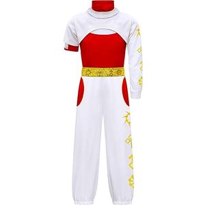 Gunaniti 3 Pcs Zombies Costume for Girls Cheerleader Uniform Top Pant Coat Outfits (6-7 Years, White), 130