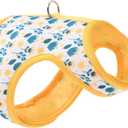 Mile High Life Dog Harness, Air Mesh Floral Vest Harness for 20 lbs Small Dogs & Cats, Easy Get on Adjustable Easy Closures Both Neck and Chest(Yellow Flower, S Chest 16"-18")