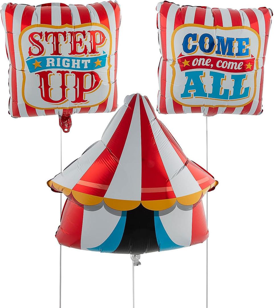 Carnival Mylar Balloons - 3 Pieces