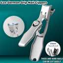 3 x German Nail Clippers for Men with Catcher, Portable Ultra Sharp Nail Clippers for Men Women Seniors Stainless Steel Toenail Clipper with Nail File, Edgy Nail Clipper for Thick Nails