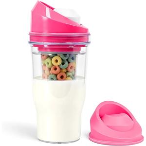 Portable Cereal Cup for On-the-Go Breakfast (Pink)
