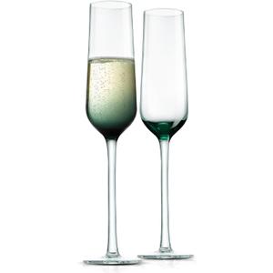NutriChef Kitchen 9 Ounce Champagne Flutes Set of 2, Hand Blown, Crystal Clear Champagne Glasses for Parties, Weddings Party, New Year, Christmas and Toasting