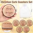 50 Sets 4" Christian Bulk Coasters with Bible Verses Christian Cork Coasters Set Mother's Day Party Favor for Adult Home Indoor Pastor Teacher Family Sunday Church Present