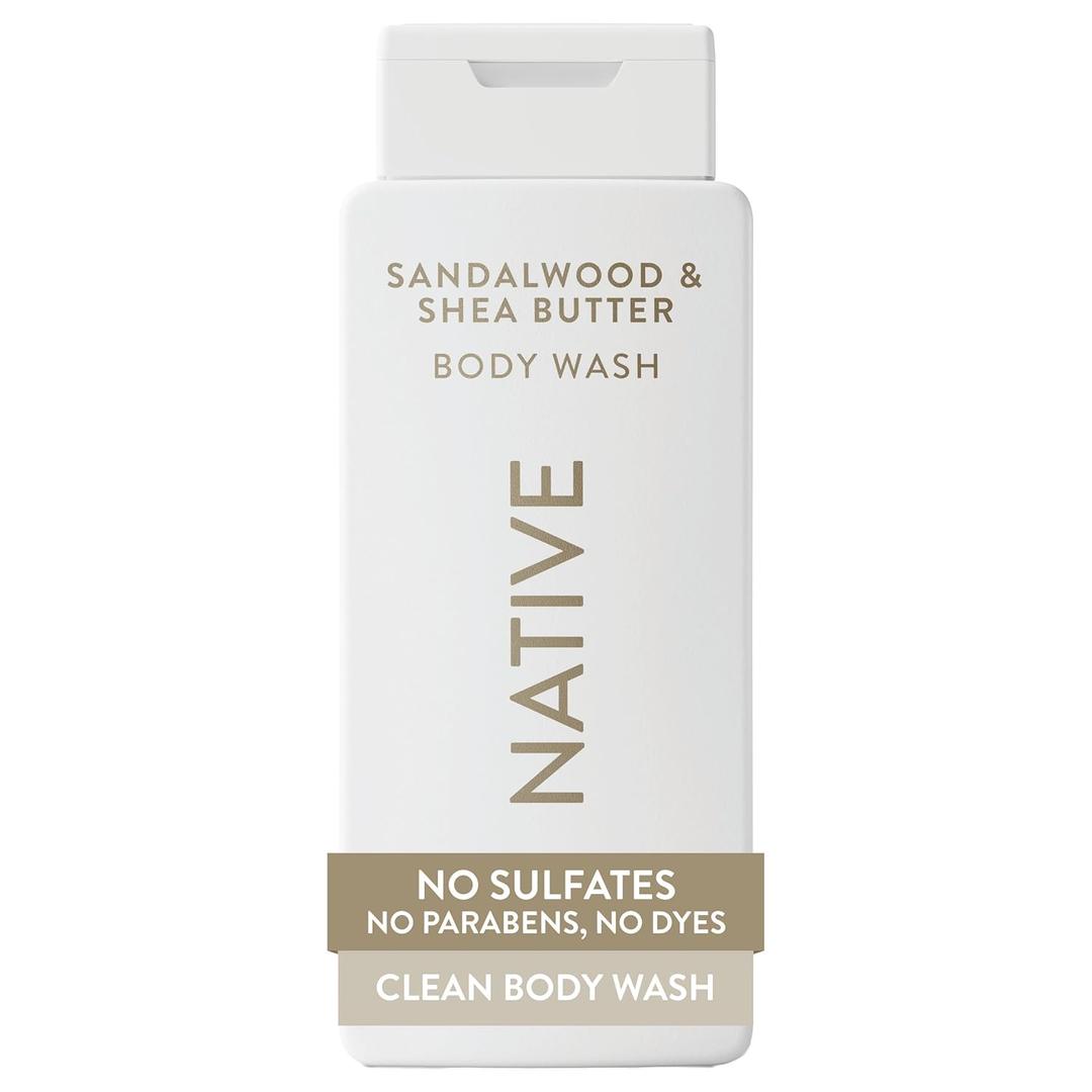 Native Body Wash Contains Naturally Derived Ingredients | For Women & Men, Sulfate, Paraben, & Dye Free Leaving Skin Soft and Hydrated | Sandalwood & Shea Butter 18 oz