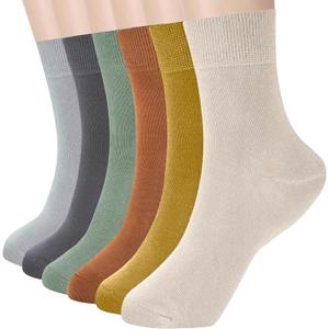 Womens Thin Cotton Socks Soft Socks for Women Above Ankle Breathable Crew Socks 6 Pack (5-9)