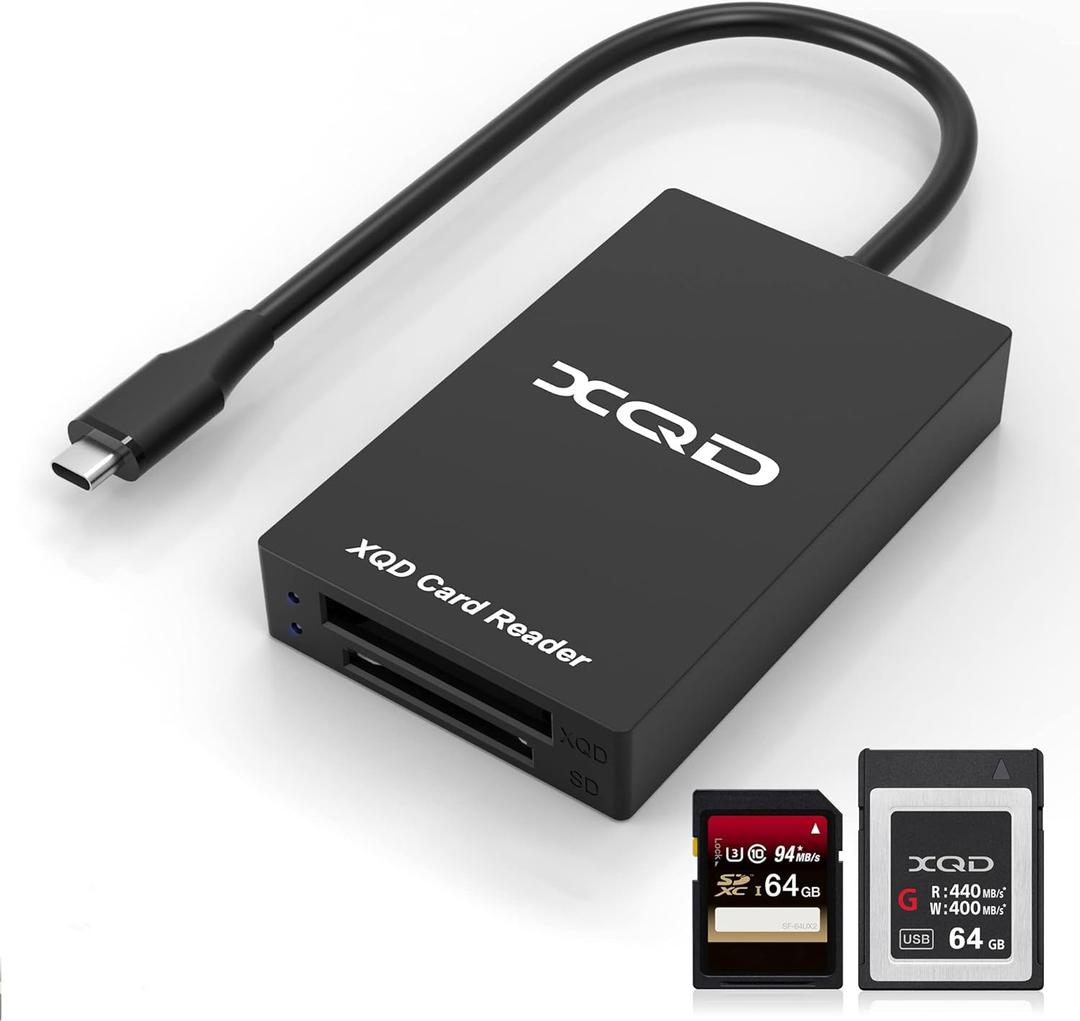 XQD Card Reader USB C XQD/SD Reader Dual Slot Memory Card Reader 5Gpbs Super Speed Support Sony G/M Series, Lexar 2933x/1400x USB Mark XQD Card,SD Card for Windows/Mac OS,Type-C XQD Card Reader