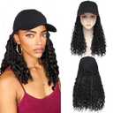 GUOJIAN Goddess Box Braiding Baseball Cap Wig Bohemian Curly Ends Box Braids Hat with Braided Hair Extensions for Black White Women Synthetic Braids Hat Wig with Hair Attached (16inch, 1B)