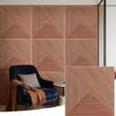 6 PCS Acoustical Wall Panels23.6 x 23.6 Inch Self-adhesive Sound Absorbing Panels Decorative, Wood-Pattern Printing Soundproof Wall Panel for Home Office Studio,patchwork three-color