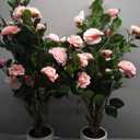 2 Pack 38" Artificial Camellia Tree, Artificial Plants Outdoor Faux Plants in Pot, Artificial Flower for Outdoors Front Porch Decor, Fake Tree Plant Faux Flowers for Indoor Outdoor Home Decor, Pink