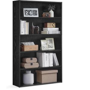 VASAGLE Custos Collection - Bookshelf, 5-Tier Bookcase, Book Shelf, Open Storage Shelf, 9.4 x 30 x 52.8 Inches, for Living Room, Home Office, Dinning Room, Ebony Black ULBC175T56