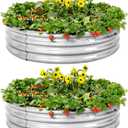 Land Guard Galvanized Raised Garden Bed 2Pcs, Planter Raised Garden Beds Outdoor, Round Clearance Raised Garden Beds for Gardening Vegetables 4x4x1ft……