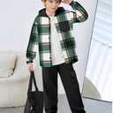 ADIRUN Toddler Boys Clothes 3t 4t Toddler Boy Outfit Plaid Button Down Long Sleeve Hooded Shirt Tops Pants Little Boys Clothes with Pockets Sweatsuit 2Pcs Fall Winter Outfits Green White, 3-4Y