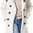 Haloumoning Girls Double Breasted Trench Coat Kids Notch Lapel Long Peacoat with Pockets 5-14 Years (White) Size: 5-6 Years