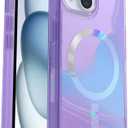 OtterBox iPhone 16e, iPhone 15, iPhone 14, and iPhone 13 (ONLY) Symmetry Series+ Case - Clear/Purple, Snaps to MagSafe, Ultra-Sleek, Raised Edges Protect Camera & Screen - Non-Retail Packaging (Galactic Dreaming)