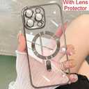 ZIYE Magnetic Case Made for iPhone 16 Pro 6.3 Inch [Compatible with MagSafe] Full Camera Lens Protection, Clear Luxury Phone Cover Soft TPU Bumper Drop Protective Case for 16 Pro Women Men, Brown