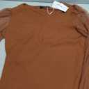 ZESICA Womens V Neck Cute Sexy Long Sleeve Fall Shirt Dressy Casual Top | Ribbed Knit, Mesh Puff Sleeves, Going Out Clothes, Date Night Tops, Work Blouse, Holiday Party Outfits, Large