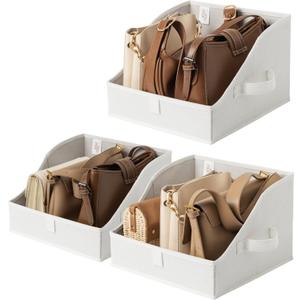 GRANNY SAYS Closet Storage Bins, Clothes Organizer and Storage Bins, Trapezoid Storage Boxes with Handles, Storage Baskets for Shelves, Pearl White, Medium, 3-Pack