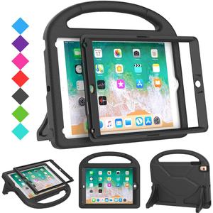 SUPLIK Kids Case for iPad 5th/6th Generation(9.7 inch, 2017/2018), iPad Air 2/1 & Pro 9.7 Case with Screen Protector, Durable Protective Cover with Handle Stand for Apple iPad 5/6 Gen, Black