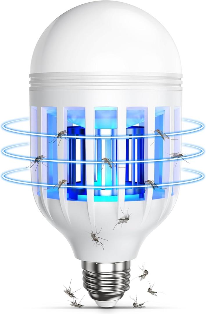 Bug Zapper Light Bulb, 2 in 1 Mosquitoes Killer Lamp Led Electronic Insect & Fly Killer, Porch Light for Entryway, Doorway, Corridor, Balcony and Patio (White)