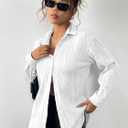 YKR Womens Textured Button Down Shirt Long Sleeve Button Up Shirts Casual Work Office Blouse (Purple, XL)