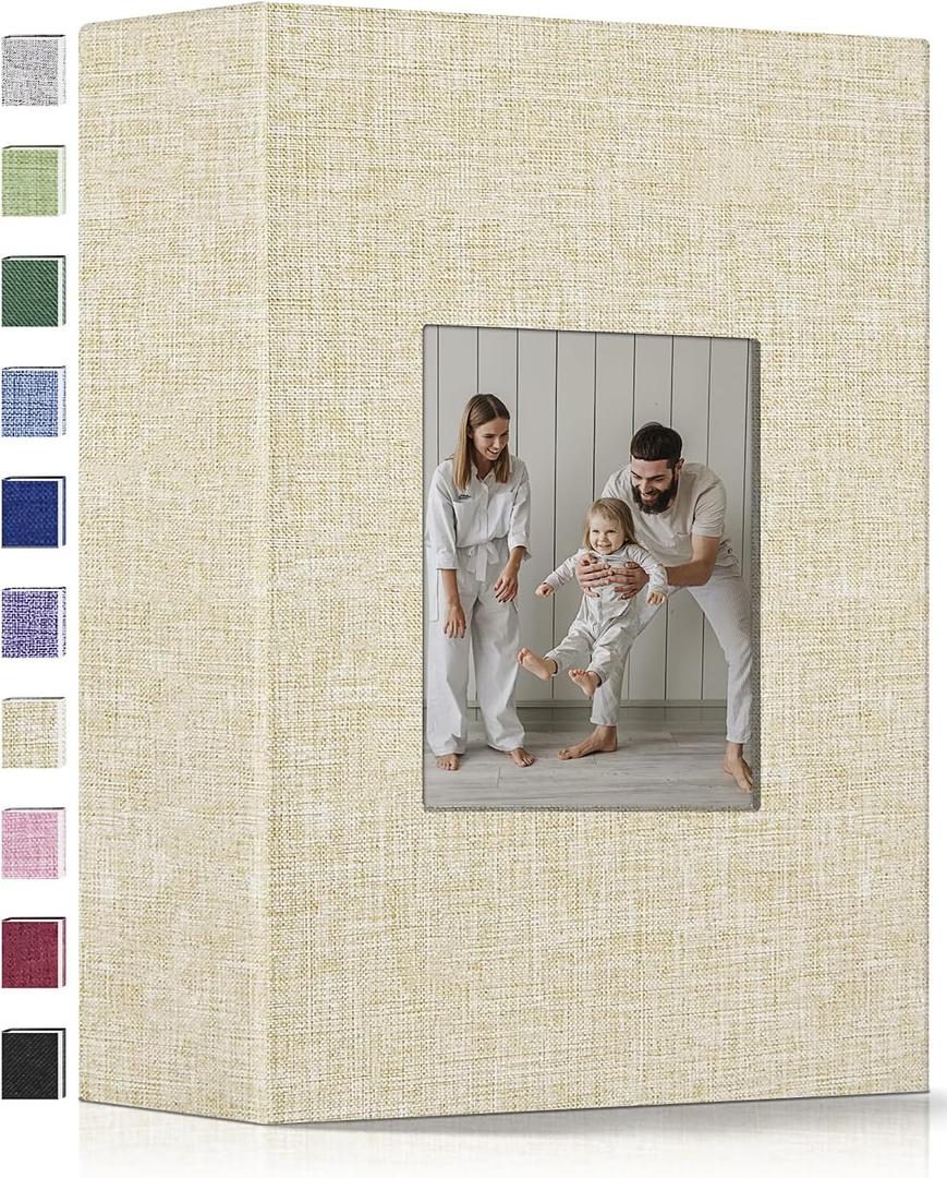 popotop Photo Album 4x6-200 Photos Photo Books with 200 Horizontal Pockets,Linen Cover Albums for Family Wedding Anniversary Baby Vacation Pictures (Beige)