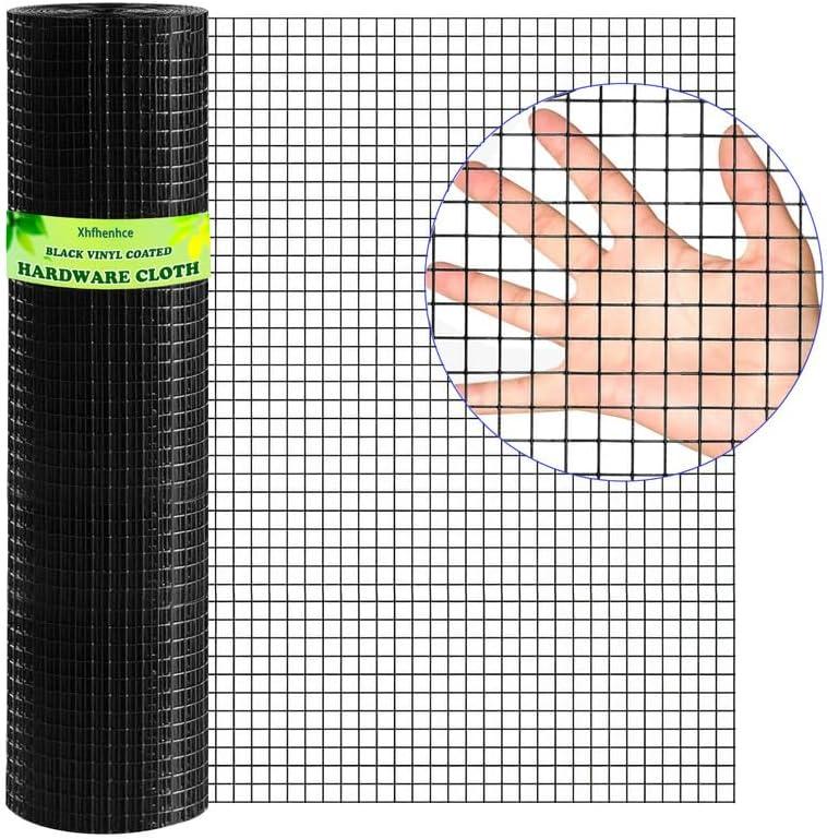 Hardware Cloth 1/2inch Black Vinyl Coated Wire Mesh 24" x 100' Welded Wire Fencing AWG17,PVC Coating Chicken Wire Fence,Welded Wire Mesh Roll for Garden Guard Fence Poultry Cage Net Fencing