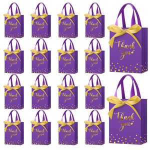 Kolldenn 36 Pack Small Thank You Gift Bags with Handles 5.9 x 4.3 x 2.4 Inches Wedding Favor Bags with Bow Ribbon Graduation Candy Goodie Gift Bag Bulk for Wedding Birthday Bridal Shower(Royal Blue)