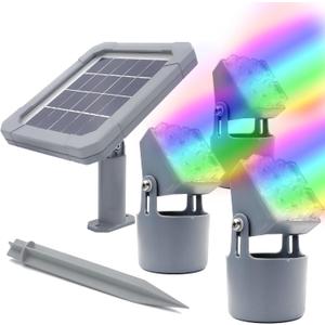 Solar Pond Lights,Colorchanging RGB Multicolor KOI Pool Fountain Lights IP68 3-in-1 Waterproof Underwater Submersible Amphibious Spotlight Outdoor Landscape Lamp Auto ON/OFF for Garden Pond Pool