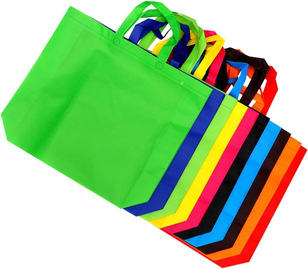 10-Pack Non-Woven Fabric Shopping Bag Large Capacity Tote Handles Portable Reusable Grocery Bag for Women for Daily Shopping and Travel Random Color