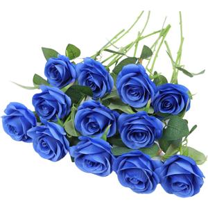 Artificial Rose Flower Artificial Flowers Flower with Long Stem Silk Roses Bouquet for Wedding Bridal Shower Party Home Decoration (Royal Blue, 12 Pcs) Artificial Rose Flower Artificial Flowers Flower with Long Stem Silk Roses Bouquet for Wedding Bridal Shower Party Home Decoration (Royal Blue, 12 Pcs)