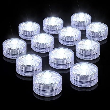 HL Submersible LED Light,Warm White Small LED Light,100 Hours Waterproof Flameless Led Lights Battery Powered for Wedding Home Vase Festival Party Decoration 12pcs (Builtin 24 Batteries)