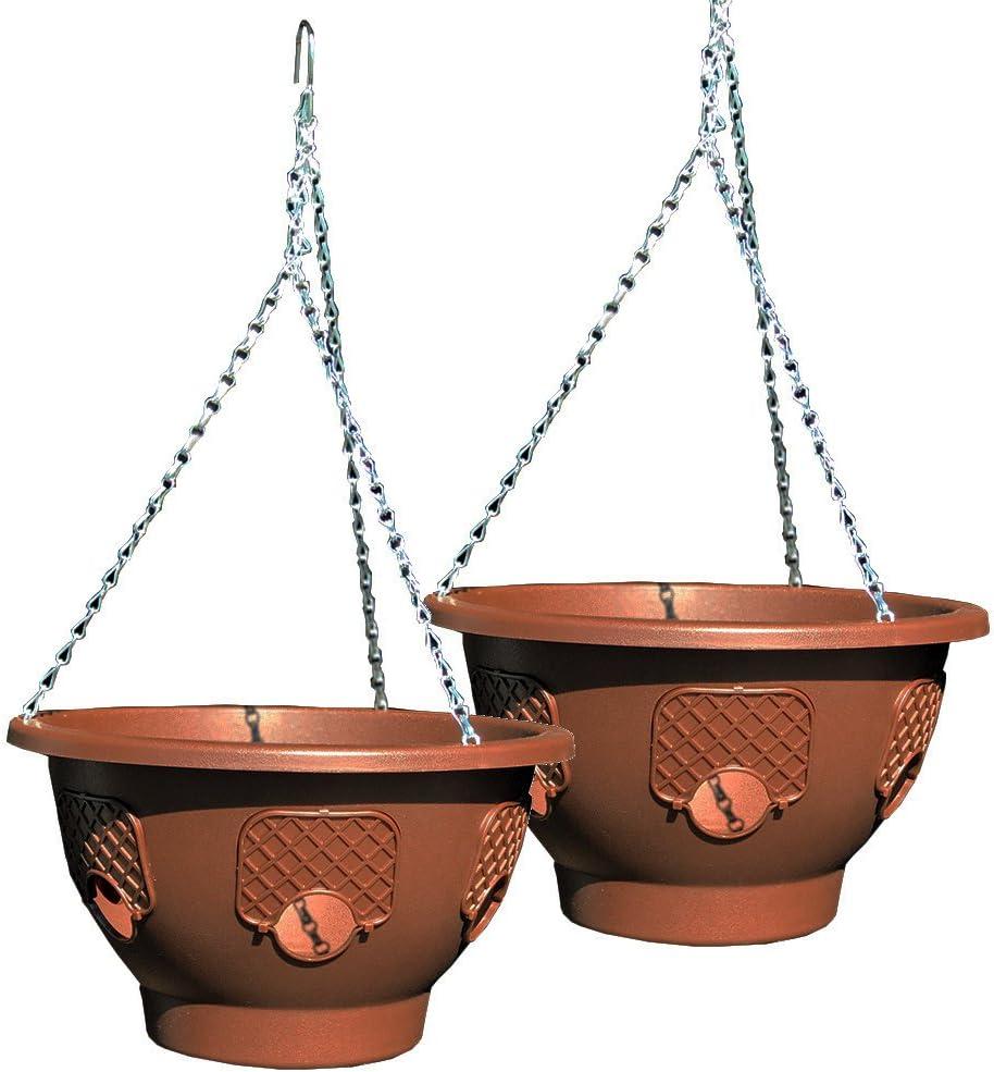 Ultimate Hanging Baskets - Strawberry, Tomato, Flower, and Herb Outdoor Planters - Use Garden Pots for Growing Plants Outside On A Deck, Fence, or Balcony (Mocha 2pk)