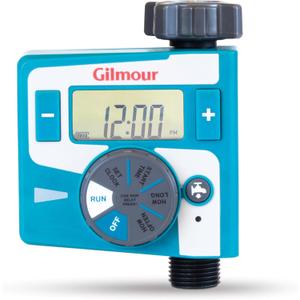 Gilmour Single Outlet Electronic Water Timer for Garden Hose, Irrigation Timer for Sprinklers and Drip Lines, Blue