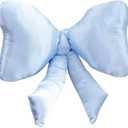 Bow Pillow - Big Coquette Throw Pillow - Bow Shaped Pillow - Silky Satin - Coquette Decor - Bow Room - Baby Blue Pillow - Nursery Decorations - Cute Room (Baby Blue)