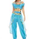 Funna Costume for Women Princess Dress Up Outfit Party Supplies Blue, Small/4-6