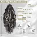 BARSDAR 18 Inch Claw Clip Highlight Ponytail Extension Thick Soft Wavy Curly Clips in Ponytail Hairpieces for Women Natural Looking Synthetic Claw Clip Hair Extensions Black Mix Blonde