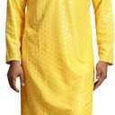 Pro-Ethic Style Developer Mens Indian Traditional Cotton Kurta Sets, Men Kurta Set Indian Wedding Dress (A-117) (Yellow)
