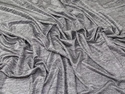 Lady McElroy Lurex Melange Jersey Knit Fabric Silver - per Yard