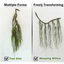 63inch Rustic Curly Artificial Weeping Willow Branches Faux Twisty Wood Curtain Tree Spooky Fall Long Vine Hanging Green Moss Twigs Garland For Wall Jungle Fireplace Halloween Patio Porch Decoration