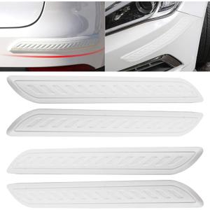 Anti-Collision Patch Car Bumper Protector Trim - Universal Anti-Scratch Strip for Rear Bumper and Door Edge Guards (White, 4-Pack)