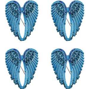Create idea 4PCS Angel Wing Pin Brooch Rhinestone Bling Stylish Decoration Lapel Pin Badges Pendants Jewelry Accessory for Sweater Coat Scarf Backpacks Blue
