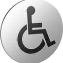 Elegant Disabled Toilet Sign - 70mm Circular - Metallic Steel Finish