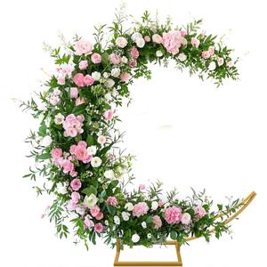 Moon Shape Wedding Metal Arch Backdrop Gold Flower Balloon Arbors Stand for Wedding Birthday Party, Graduation Decorations and Baby Shower