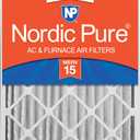 Nordic Pure 24x24x4 (Actual Size: 23 3/8 x 23 3/8 x 3 5/8) Pleated MERV 15 Air Filter 1 Pack