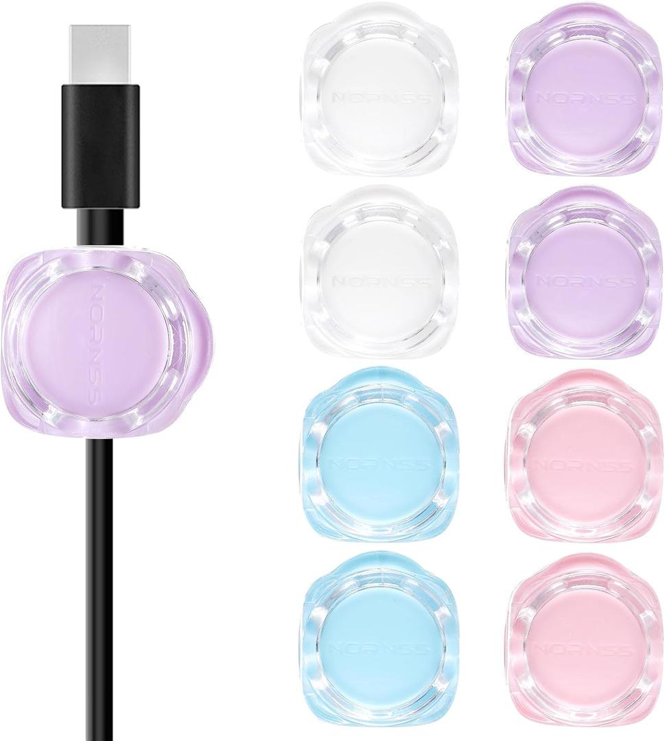 8Pcs Magnetic Cable Clips, Adhesive Desk Cable Management Magnetic Easy Open, Adjustable Cord Holder for Under Desk Cable Management, Cord Organizer Holder for Home, Office, Car, Nightstand